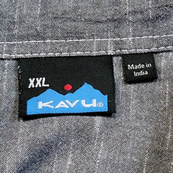 Kavu Mens Short Sleeve Button Up Shirt Size XXL Cotton Minimalist Neutral Gray - Picture 3 of 9